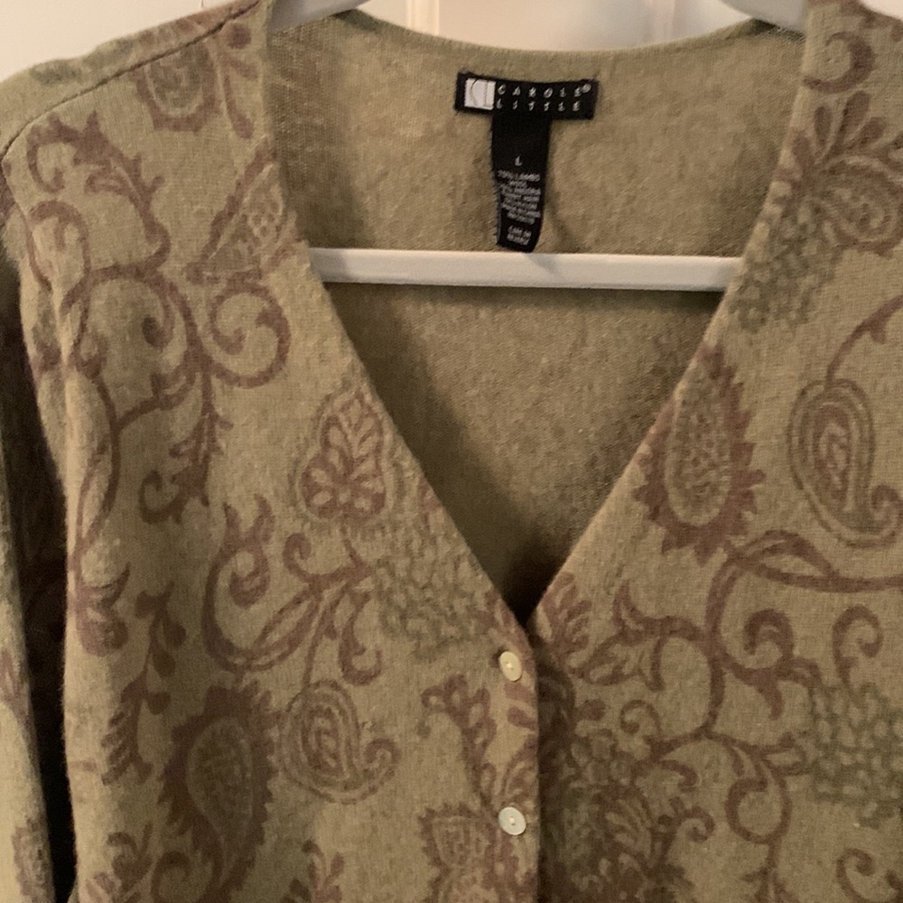 Carole Little paisley lambs wool sweater - Picture 2 of 2
